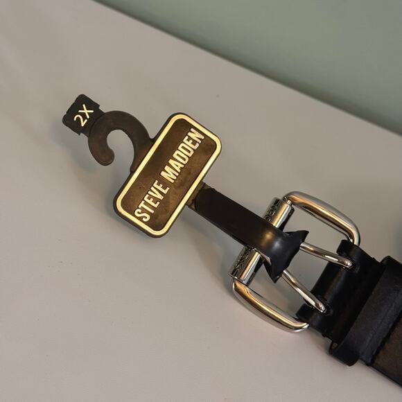 Steve Madden Fashion Grommet Belt Womens 2X Black Punk Gothic Vegan Leather NWT main image 6